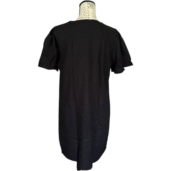 Nicole Miller Original Black V Neck Linen Dress Size Large - Picture 2 of 5